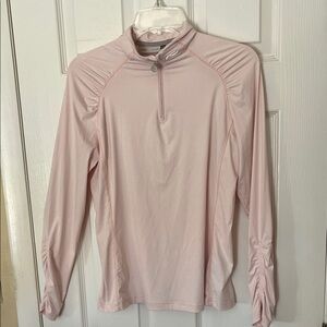 K JUS Nora cooling half zip pink sport top golf mock neck pleated long sleeve M